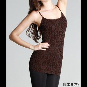 Nikibiki long tank top dark brown leopard print New one size